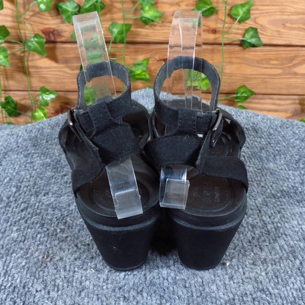 Crocs LeighAnn Women Wedge Sandal Size 9 Comfort Walking Black Sequin Strap
